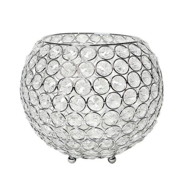 Elegant Garden Design Elegant Designs HG1008-CHR 6.75 in. Elipse Crystal Circular Bowl Candle Holder; Flower Vase; Wedding Centerpiece - Favor - Chrome HG1008-CHR